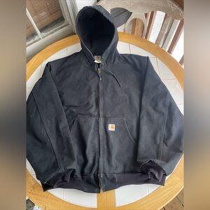 Vintage Carhartt Jacket J131 BLK XL Canvas Workwear Active Hoodie 2003 Excellent